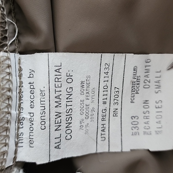 VTG 80s Obermeyer Women's Goose Down Tan Carson Vest Size Small - Picture 13 of 14